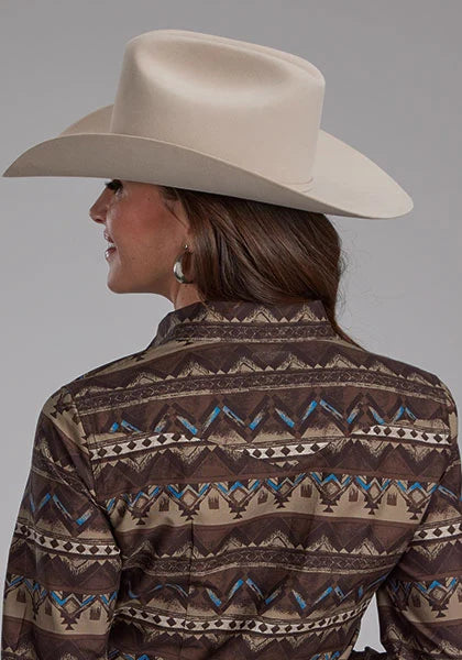 Roper 2175 Distressed Aztec (Brown) - Women's Western Shirt