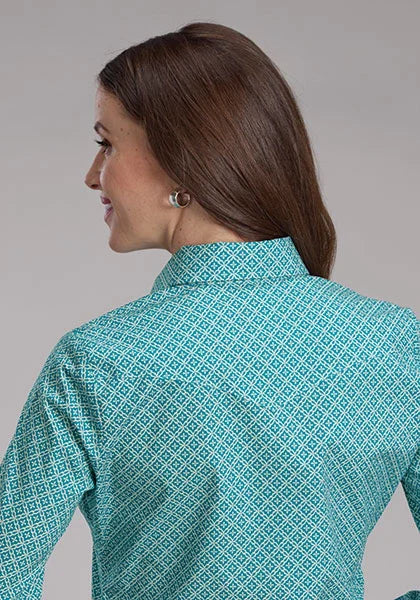 Roper 2250 Stretch Four Point Foulard (Turquoise) - Women's Western Shirt