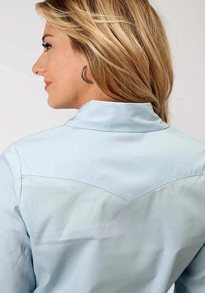 Roper Solid Poplin (Light Blue) - Women's Western Shirt
