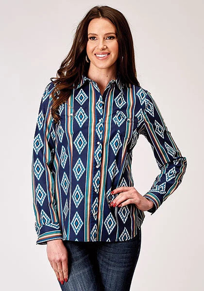 Roper 1908 Serape Stripe (Blue) - Women's Western Shirt