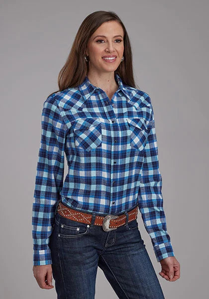 Roper 2206 Unlined Flannel (Blue) - Women's Western Shirt