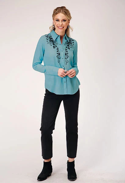 Roper 1874 Challis (Turquoise) - Women's Western Blouse