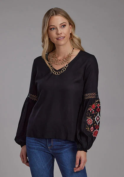 Roper 2190 Solid Rayon (Black) - Women's Western Blouse