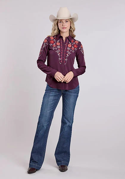 Roper 2654 Solid Poly (Purple) - Women's Western Blouse