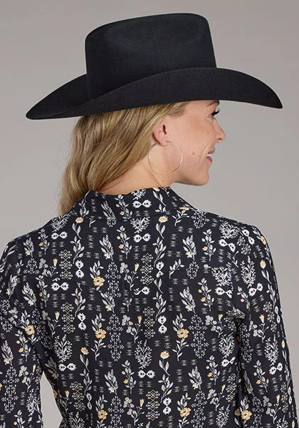 Roper 2422 Vintage Floral (Black) - Women's Western Blouse