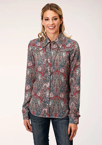 Roper 1279 Sage Paisley (Multi) - Women's Western Blouse