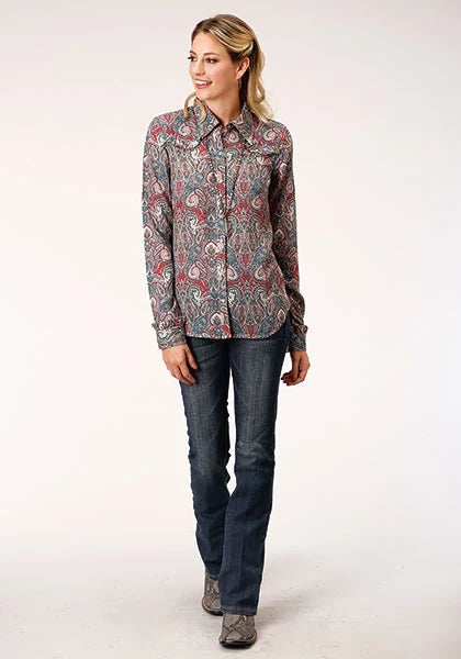 Roper 1279 Sage Paisley (Multi) - Women's Western Blouse