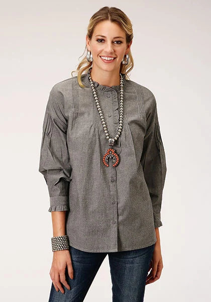Roper 1282 Cotton Melange (Grey) - Women's Western Blouse