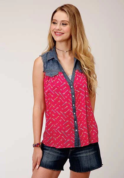 Roper 00164 Arrow Print (Red) - Women's Sleeveless Shirt