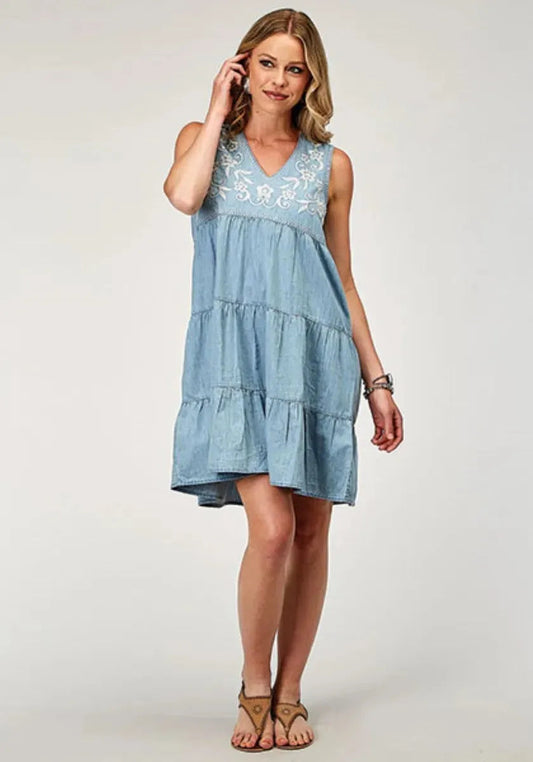 Roper Super-Cute Denim (Blue) - Women's Cotton Dress