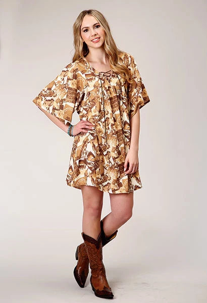 Roper 1777 Collage Print (Brown) - Women's Dress
