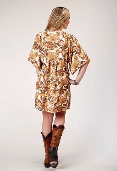 Roper 1777 Collage Print (Brown) - Women's Dress