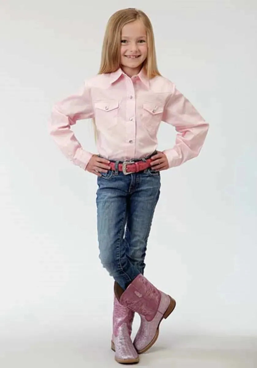 Roper Poplin (Pink) - Girl's Western Snap Shirts