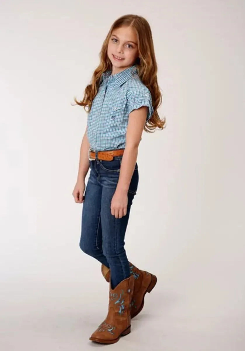 Roper Purple Sage (Blue) - Girl's Western Snap Shirts