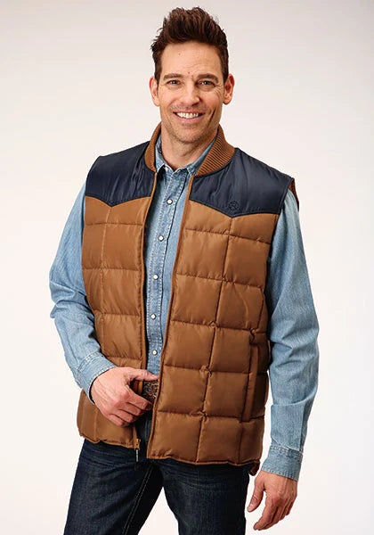 Roper 1473 Poly Filled (Navy/Brown) - Men's Vest