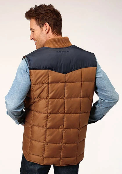 Roper 1473 Poly Filled (Navy/Brown) - Men's Vest