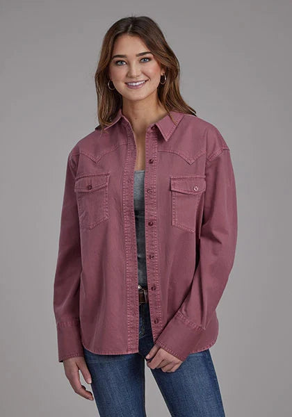 Roper 2298 Twill Oversized (Wine) - Women's Shirt Jacket