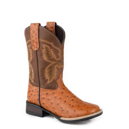 Roper Garza (Tan) - Men's Ostrich Cowboy Boot