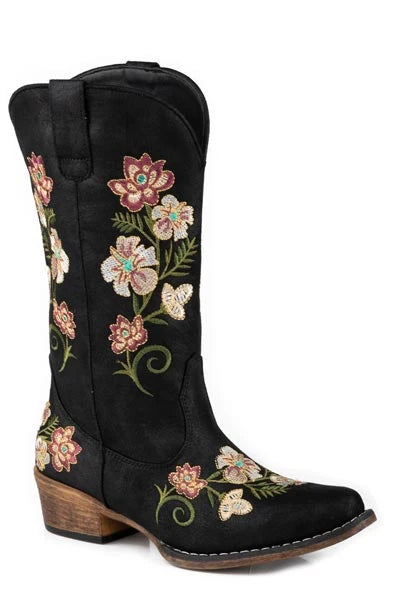 Roper Riley Floral (Black) - Women's Cowgirl Boot