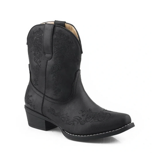 Roper Riley Scroll (Black) - Women's Cowgirl Boot