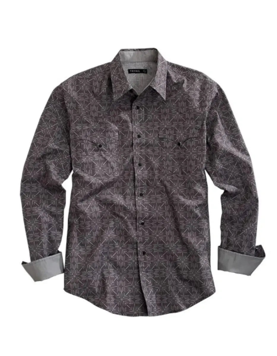 Tin Haul Arrow Points Print Long Sleeve (Grey) - Men's Western Shirt