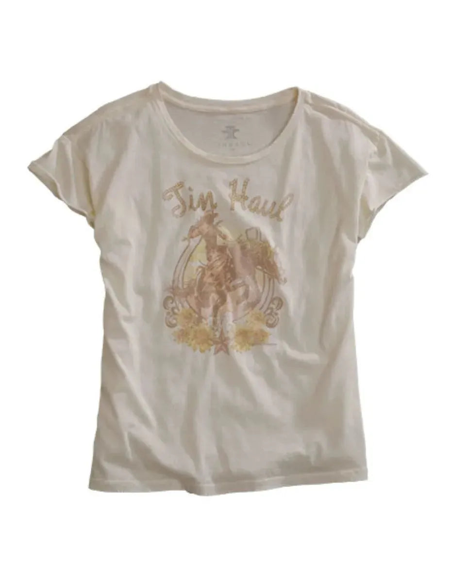 Tin Haul Buckin Cowgirl (White) - Women's T-Shirt