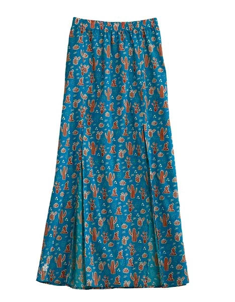 Tin Haul 00331 Cacti Print (Blue) - Women's Maxi Skirt