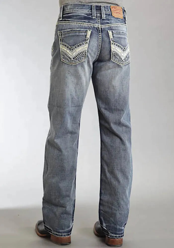 Stetson 1312 Relaxed Fit Jeans with Pieced Back Pocket (Light Wash) - Men's Bootcut Jeans