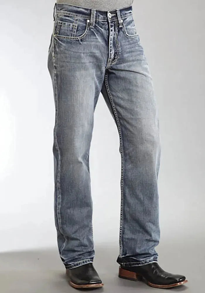 Stetson 1312 Relaxed Fit Jeans with Pieced Back Pocket (Light Wash) - Men's Bootcut Jeans