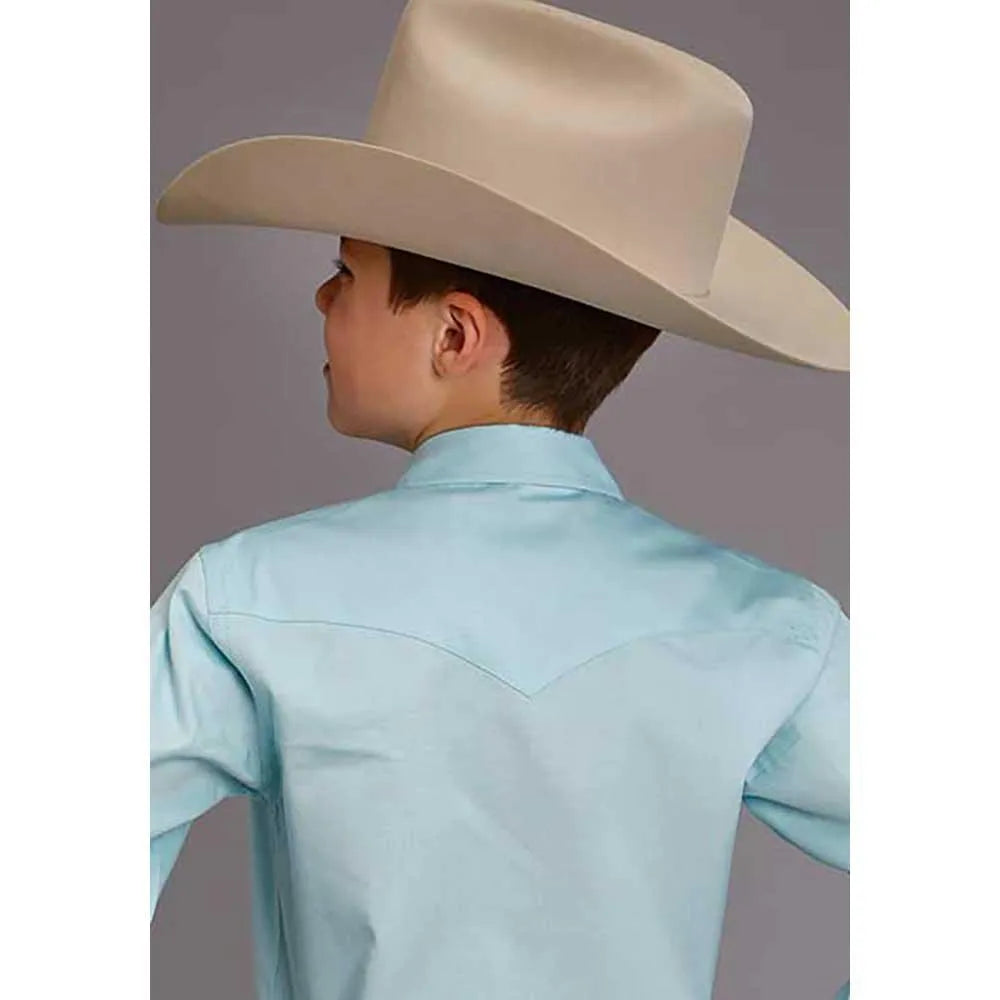 Stetson Pinpoint Oxford (Aqua) - Boy's Western Shirt