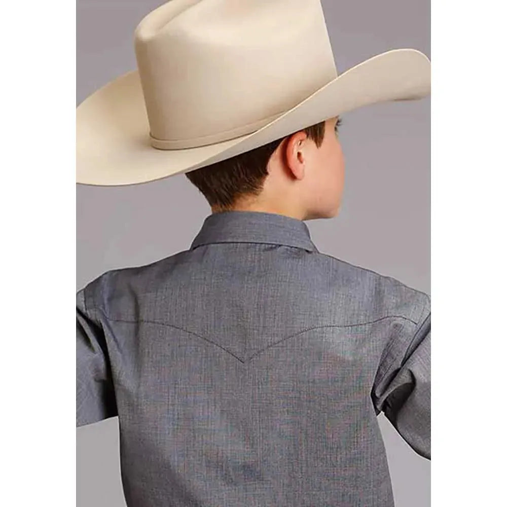 Stetson End on End (Navy) - Boy's Western Shirt