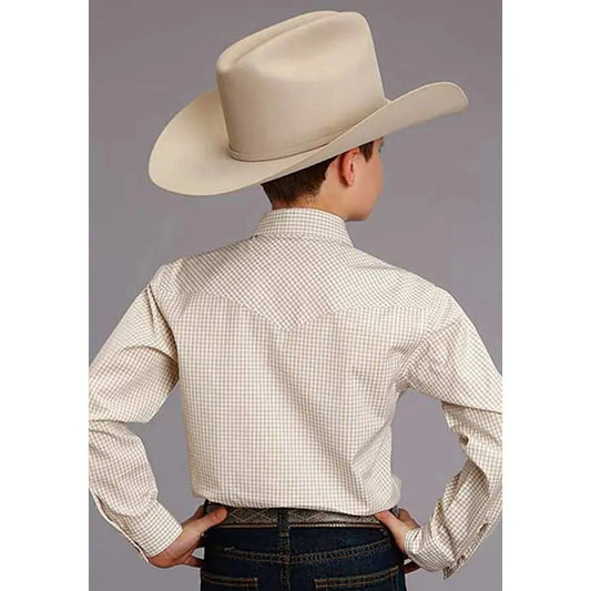 Stetson Two Stripe Check (Yellow/Gold/White) - Boy's Western Shirt