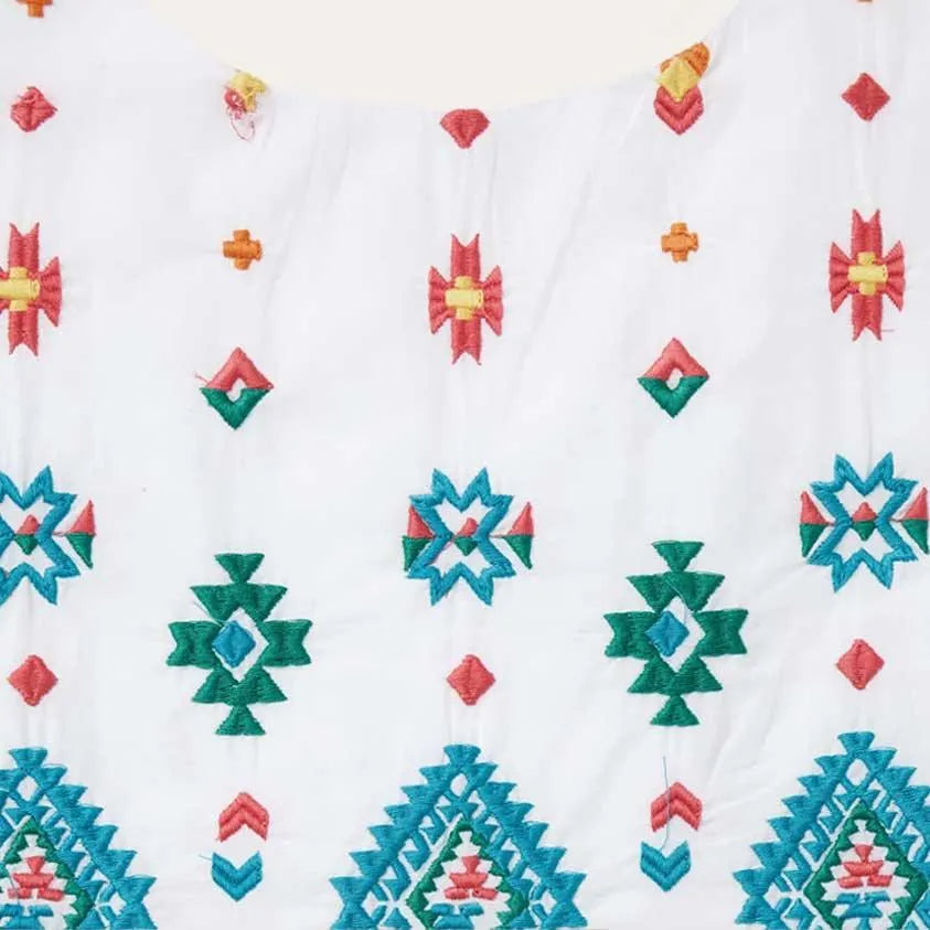 Stetson Bright Schiffli (White) - Women's Sleeveless Cotton Lawn Dress