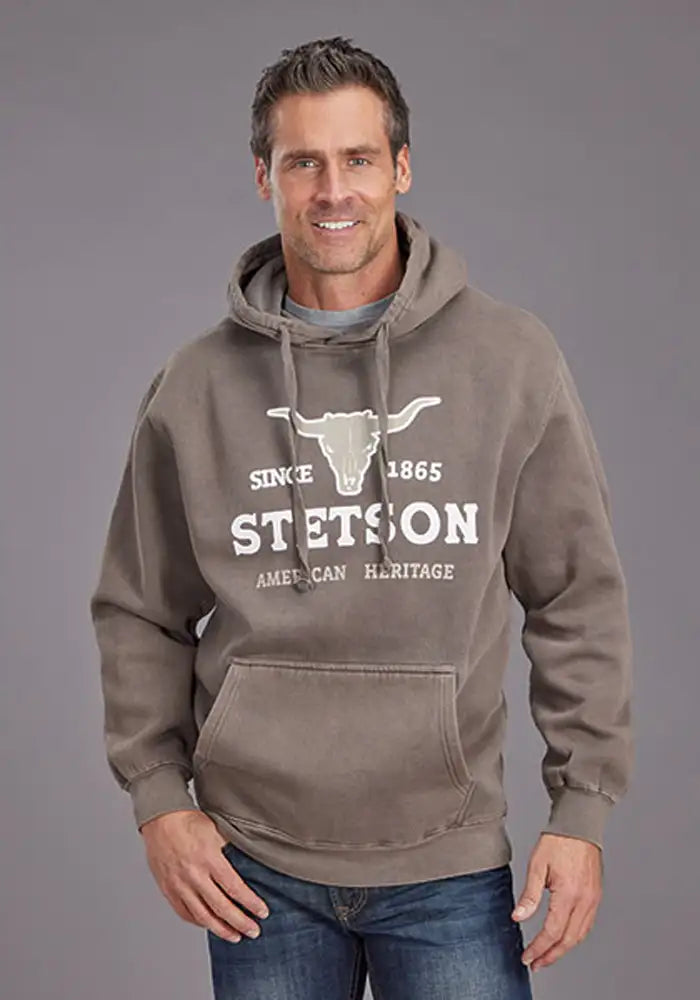Stetson Longhorn Steer Skull (Brown) - Men's Hoodie Sweatshirt