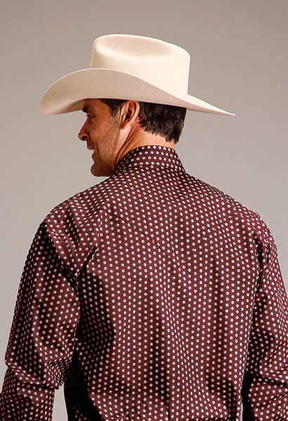 Stetson 1825 Geometric Sunburst (Wine) - Men's Western Shirt