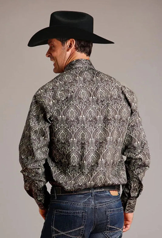Stetson Vintage Demask (Grey) - Men's Western Shirt