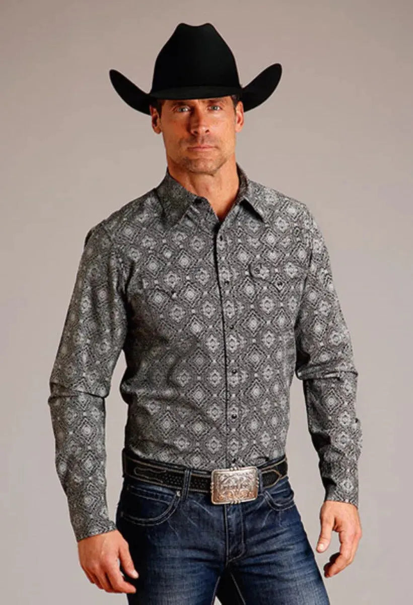 Stetson Classic Medallion (Black) - Men's Western Shirt