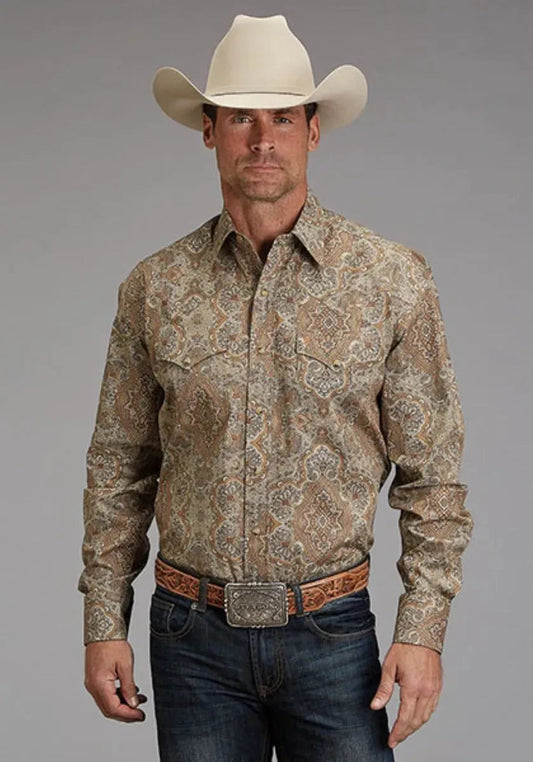 Stetson Desert Paisley (Brown) - Men's Western Shirt