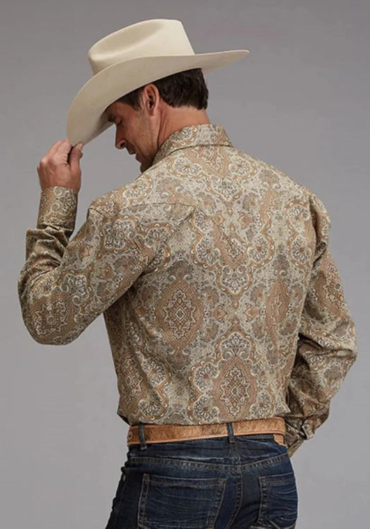 Stetson Desert Paisley (Brown) - Men's Western Shirt