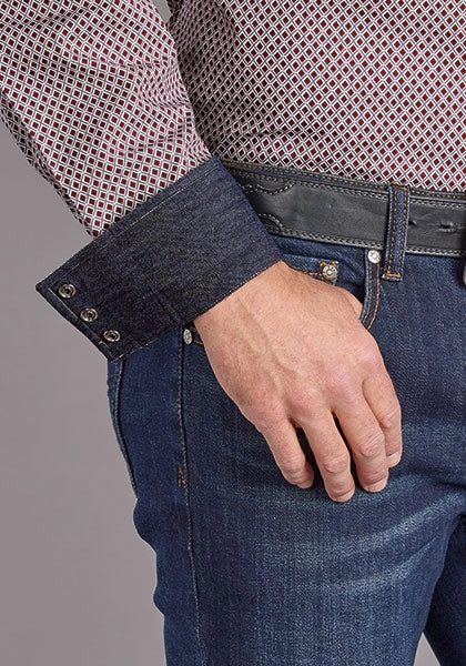 Stetson 2392 Garnet Geo (Wine) - Men's Western Shirt