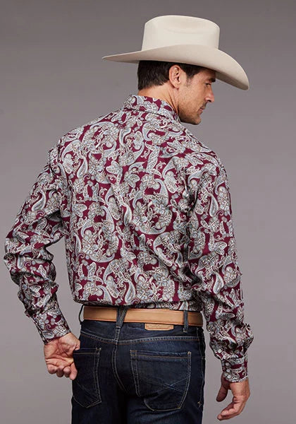 Stetson 2035 Country Paisley (Wine) - Men's Western Shirt