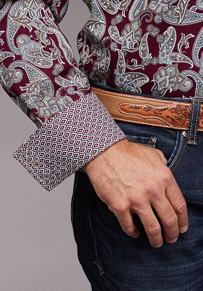 Stetson 2035 Country Paisley (Wine) - Men's Western Shirt