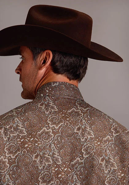 Stetson 1651 Leather Paisley (Brown) - Men's Western Shirt