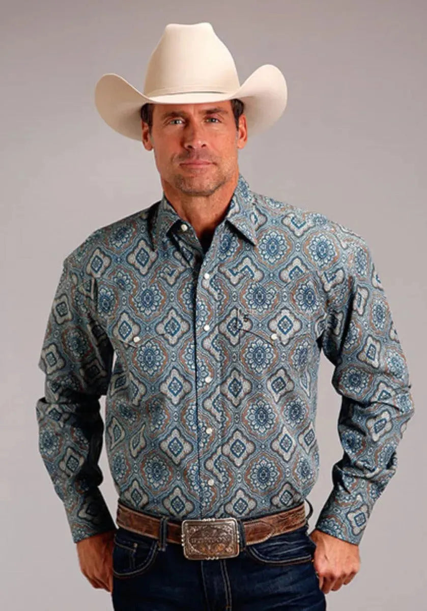Stetson Sierra Paisley (Blue) - Men's Western Shirt