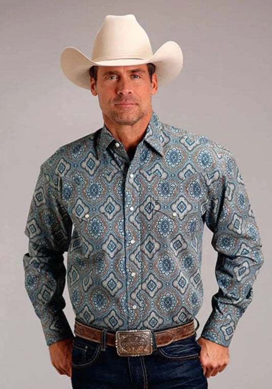 Stetson Sierra Paisley (Blue) - Men's Western Shirt