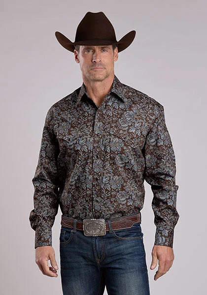 Stetson 2575 Fall Paisley (Brown) - Men's Western Shirt