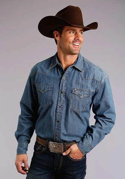 Stetson 3852 Classic Denim (Blue) - Men's Western Shirt