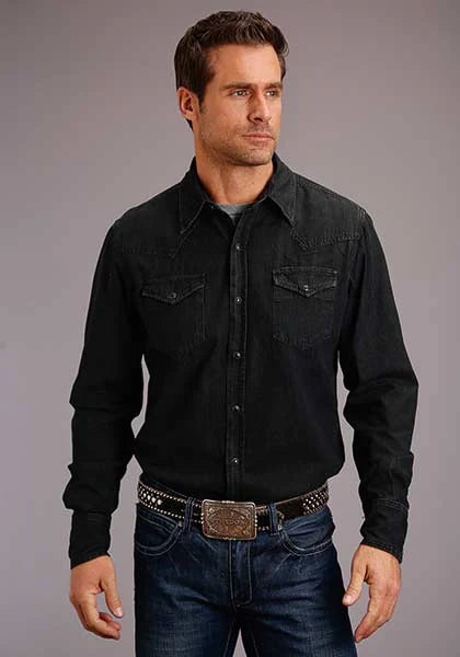 Stetson Modern Denim (Black) - Men's Western Shirt