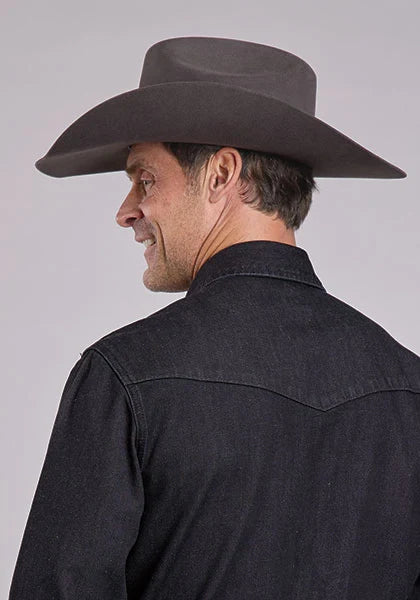 Stetson Solid Denim (Black) - Men's Western Shirt