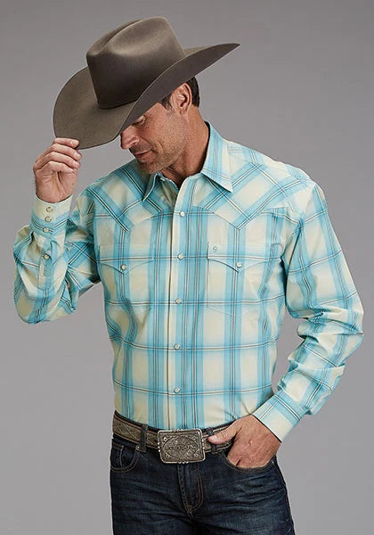 Stetson 1929 Aqua Ombre (Blue) - Men's Western Shirt